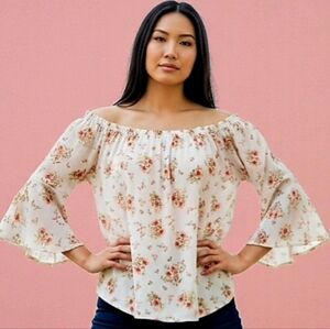 Romantic Boho Off-Shoulder Floral Blouse XL